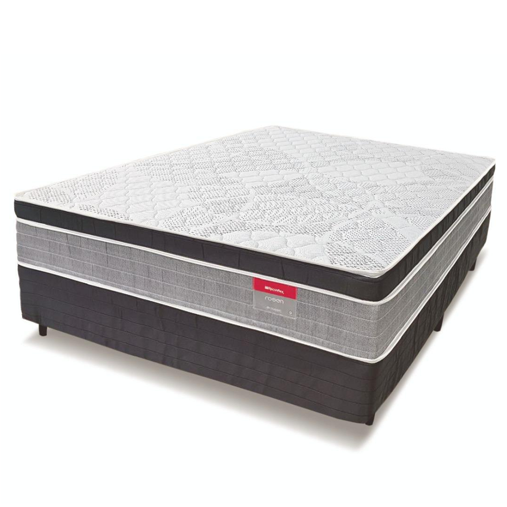 Cama Box Casal Conjugada Rosen Molas Bonel Cinza 138x188x64 cm Reconflex